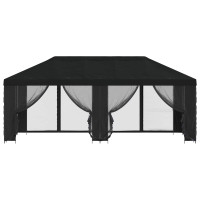 Produktbild för Paviljong med väggar 6 x 3 m Svart Polyester och Stål 190
