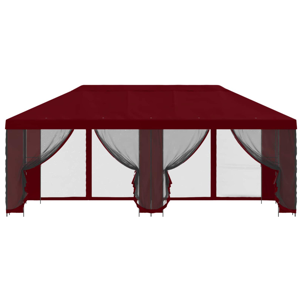 Produktbild för Paviljong med väggar 6 x 3 m Vinröd Polyester och Stål 190