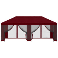 Produktbild för Paviljong med väggar 6 x 3 m Vinröd Polyester och Stål 190