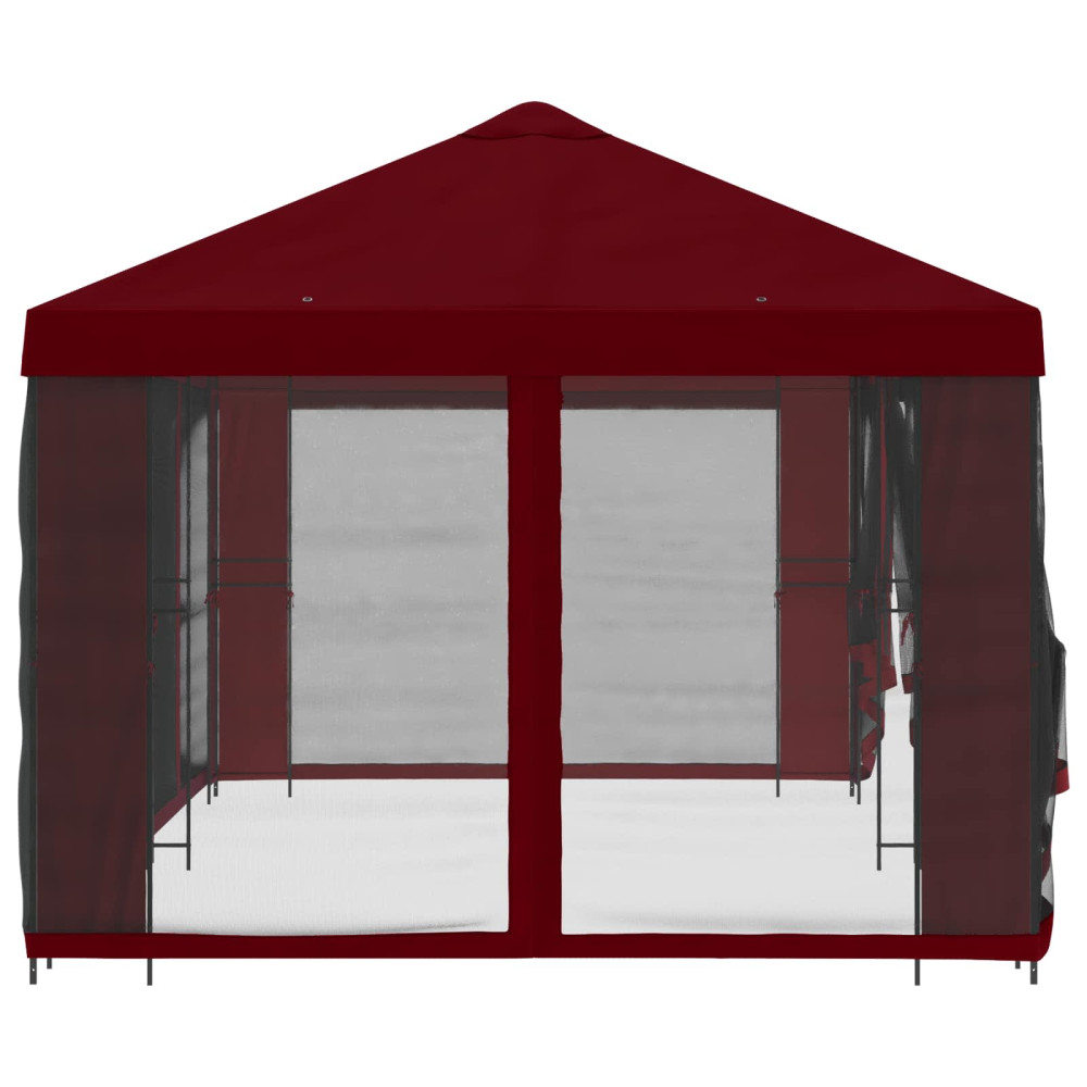 Produktbild för Paviljong med väggar 6 x 3 m Vinröd Polyester och Stål 190