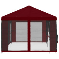 Produktbild för Paviljong med väggar 6 x 3 m Vinröd Polyester och Stål 190