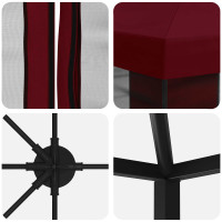 Produktbild för Paviljong med väggar 6 x 3 m Vinröd Polyester och Stål 190