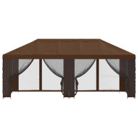 Produktbild för Paviljong med väggar 6 x 3 m Brun Polyester och Stål 190