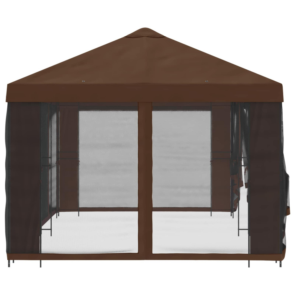 Produktbild för Paviljong med väggar 6 x 3 m Brun Polyester och Stål 190