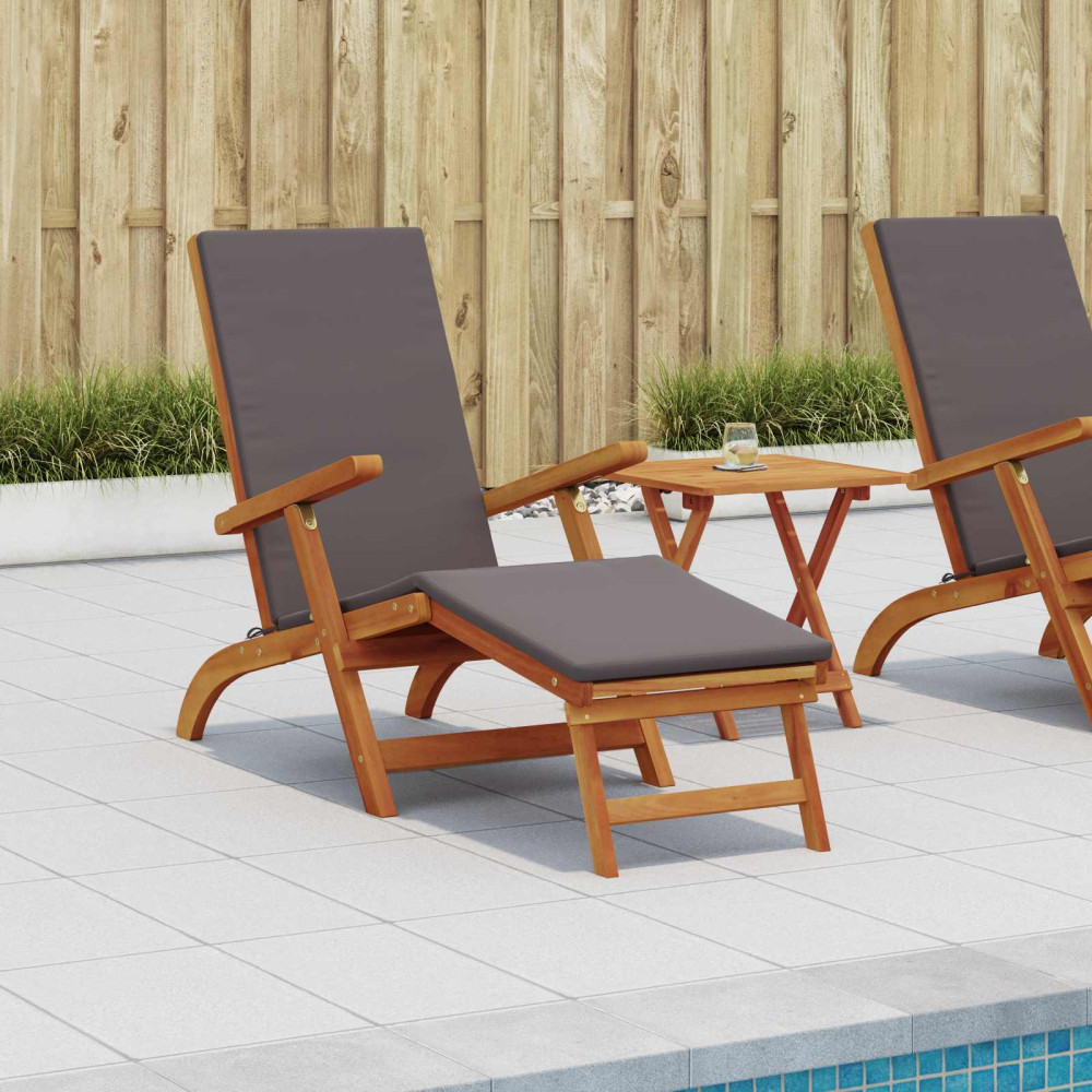 Produktbild för Reclining och Fällbar Solstol 2 pcs Mörkgrå Massivt Akaciaträ