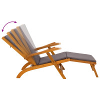 Produktbild för Reclining och Fällbar Solstol 2 pcs Mörkgrå Massivt Akaciaträ