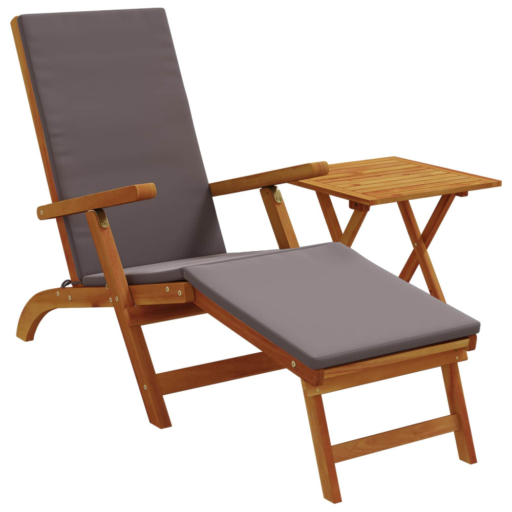 Produktbild för Reclining och Fällbar Solstol 2 pcs Mörkgrå Massivt Akaciaträ