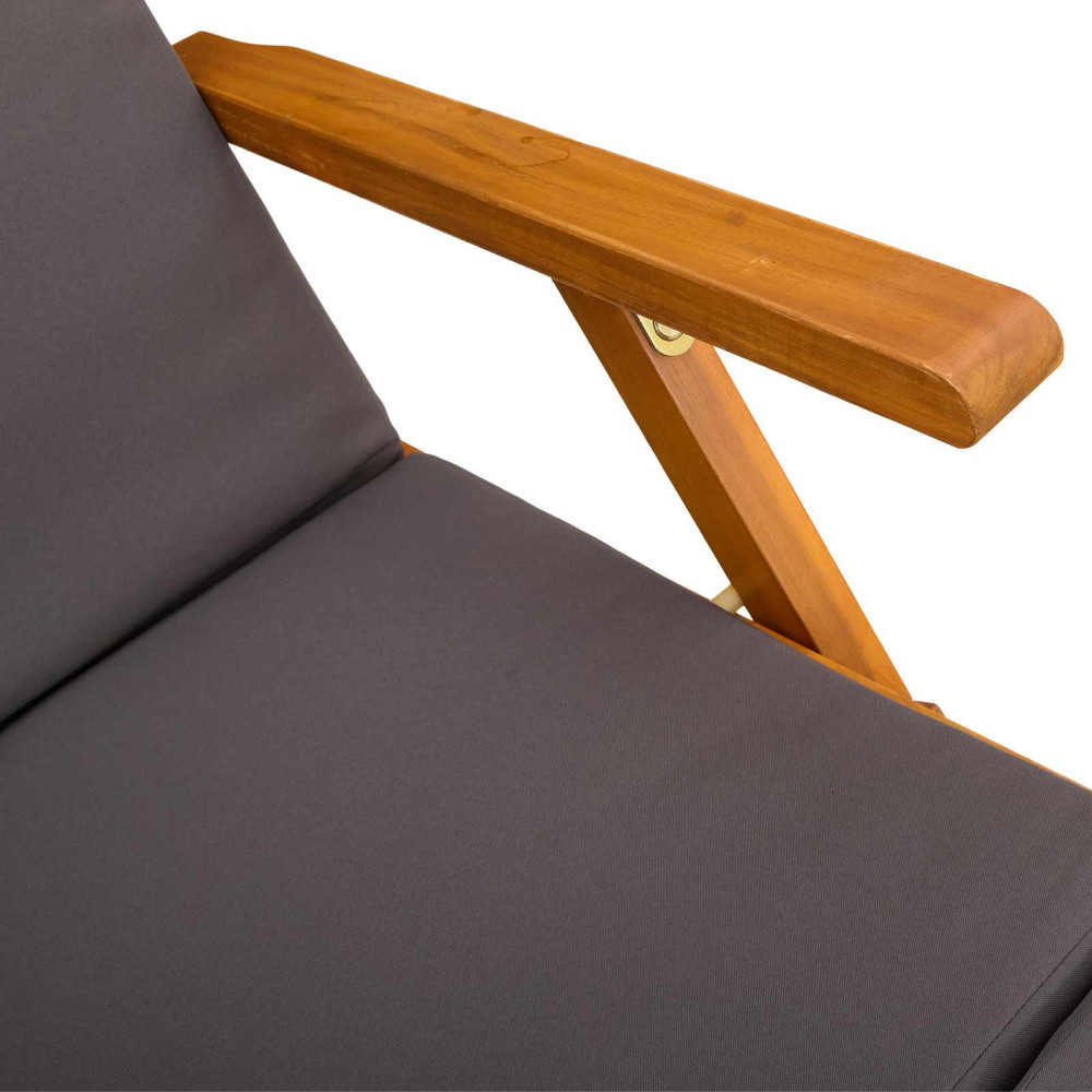 Produktbild för Reclining och Fällbar Solstol 2 pcs Mörkgrå Massivt Akaciaträ