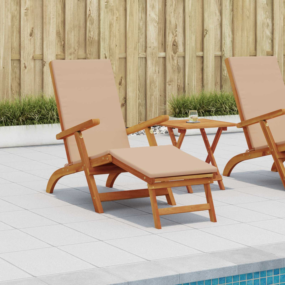 Produktbild för Reclining och Fällbar Solstol 2 pcs Taupe Massivt Akaciaträ