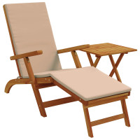Produktbild för Reclining och Fällbar Solstol 2 pcs Taupe Massivt Akaciaträ