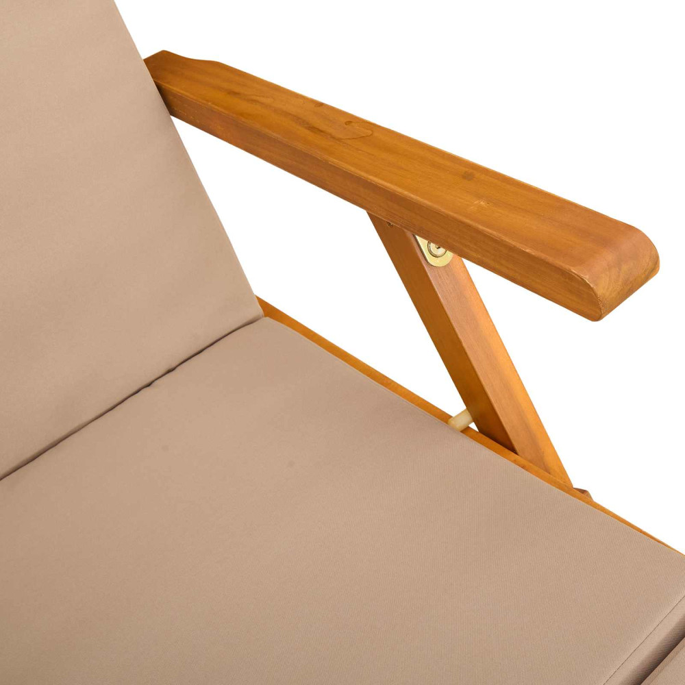 Produktbild för Reclining och Fällbar Solstol 2 pcs Taupe Massivt Akaciaträ