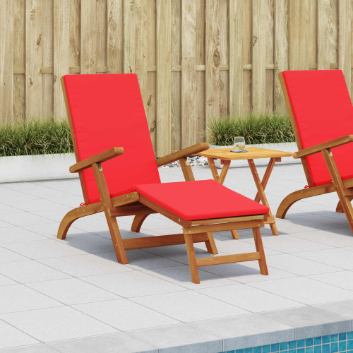 vidaXL Reclining och Fällbar Solstol 2 pcs Röd Massivt Akaciaträ