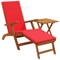 Produktbild för Reclining och Fällbar Solstol 2 pcs Röd Massivt Akaciaträ