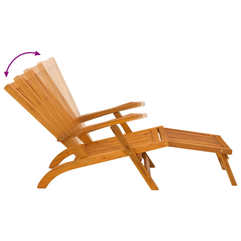 Produktbild för Reclining och Fällbar Solstol 2 pcs Naturlig Massivt Akaciaträ
