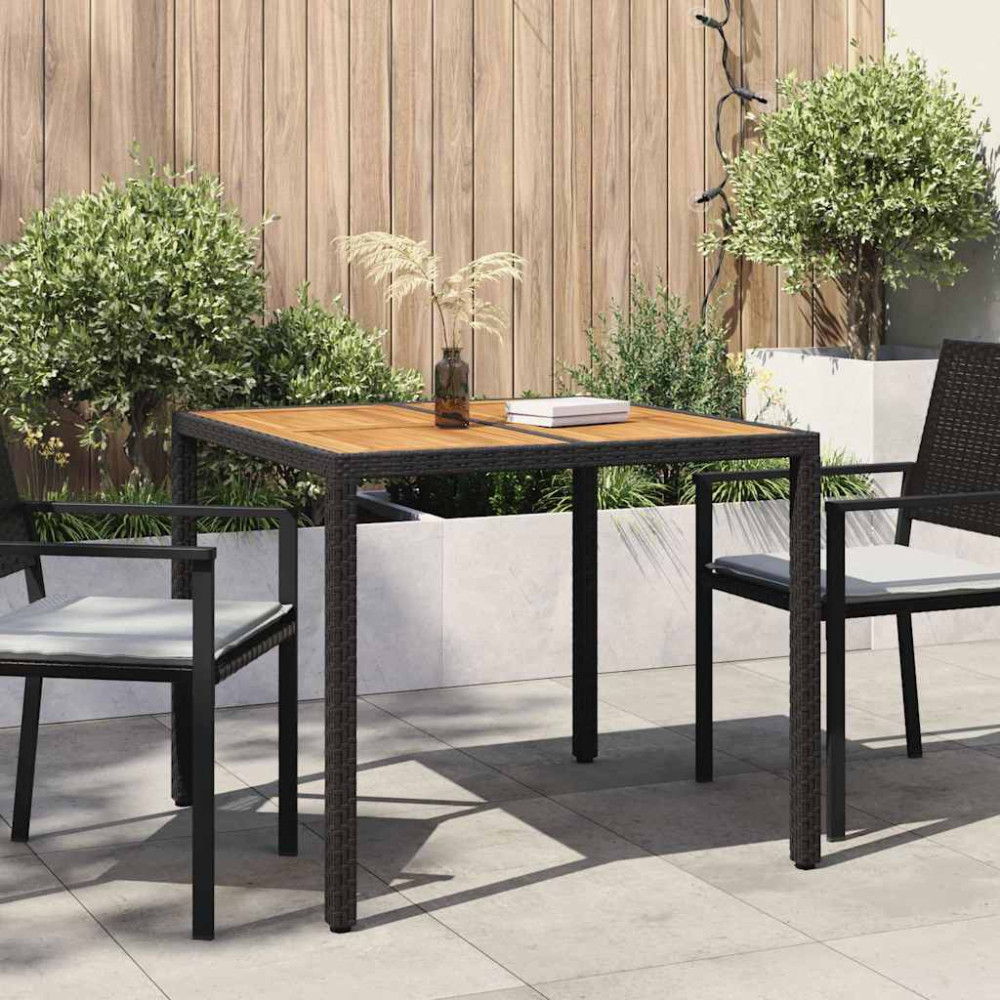 Produktbild för Trädgårdsbord Svart 90 x 90 x 75 cm konstrotting