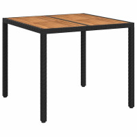 Produktbild för Trädgårdsbord Svart 90 x 90 x 75 cm konstrotting