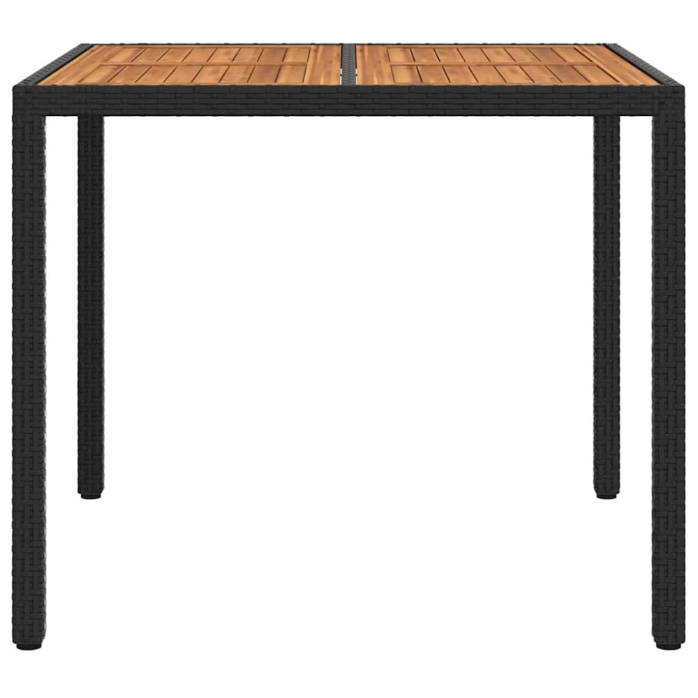 Produktbild för Trädgårdsbord Svart 90 x 90 x 75 cm konstrotting