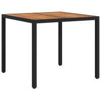 Produktbild för Trädgårdsbord Svart 90 x 90 x 75 cm konstrotting