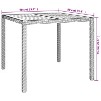 Produktbild för Trädgårdsbord Svart 90 x 90 x 75 cm konstrotting