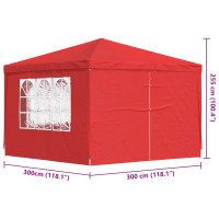 Produktbild för Partytält 300 x 300 x 255 cm Röd PE och stål
