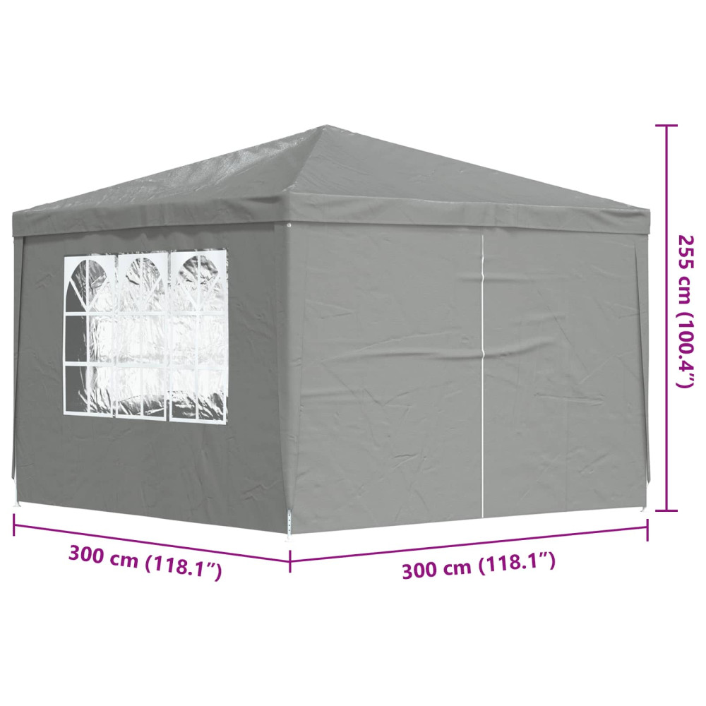 Produktbild för Partytält 300 x 300 x 255 cm Ljusgrå PE och stål