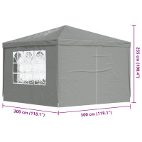 Produktbild för Partytält 300 x 300 x 255 cm Ljusgrå PE och stål