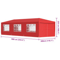 Produktbild för Partytält 900 x 300 x 255 cm Röd PE och stål