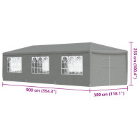 Produktbild för Partytält 900 x 300 x 255 cm Ljusgrå PE och stål