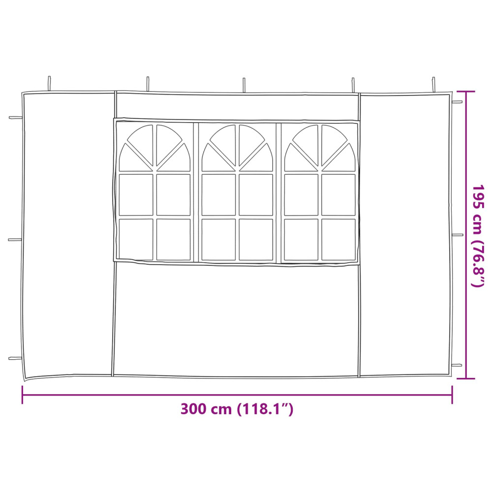 Produktbild för Partytältvägg 2 pcs 300 x 195 cm Röd PE och stål