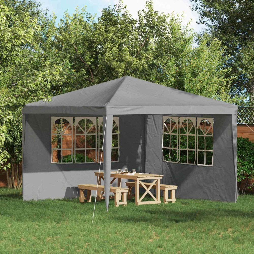 Produktbild för Partytältvägg 2 pcs 300 x 195 cm Ljusgrå PE och stål