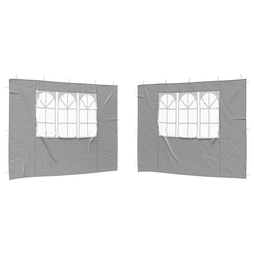 Produktbild för Partytältvägg 2 pcs 300 x 195 cm Ljusgrå PE och stål