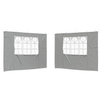 Produktbild för Partytältvägg 2 pcs 300 x 195 cm Ljusgrå PE och stål