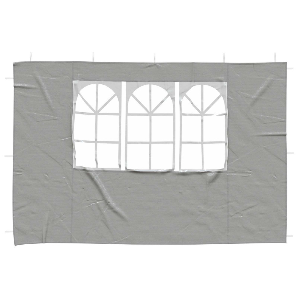 Produktbild för Partytältvägg 2 pcs 300 x 195 cm Ljusgrå PE och stål