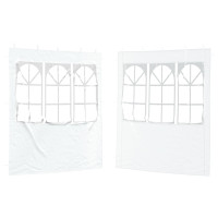 Produktbild för Partytältvägg 2 pcs 200 x 195 cm Vit PE och stål