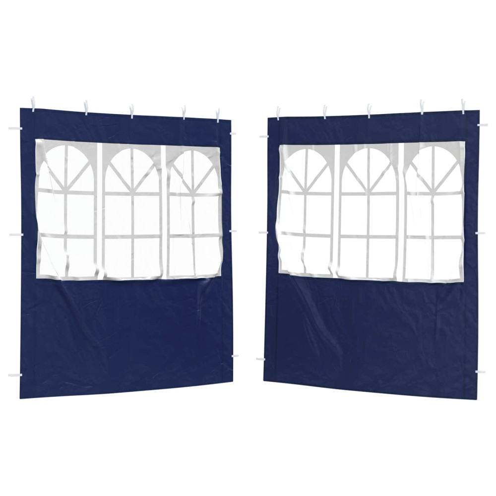 Produktbild för Partytältvägg 2 pcs 200 x 195 cm Blå PE och stål
