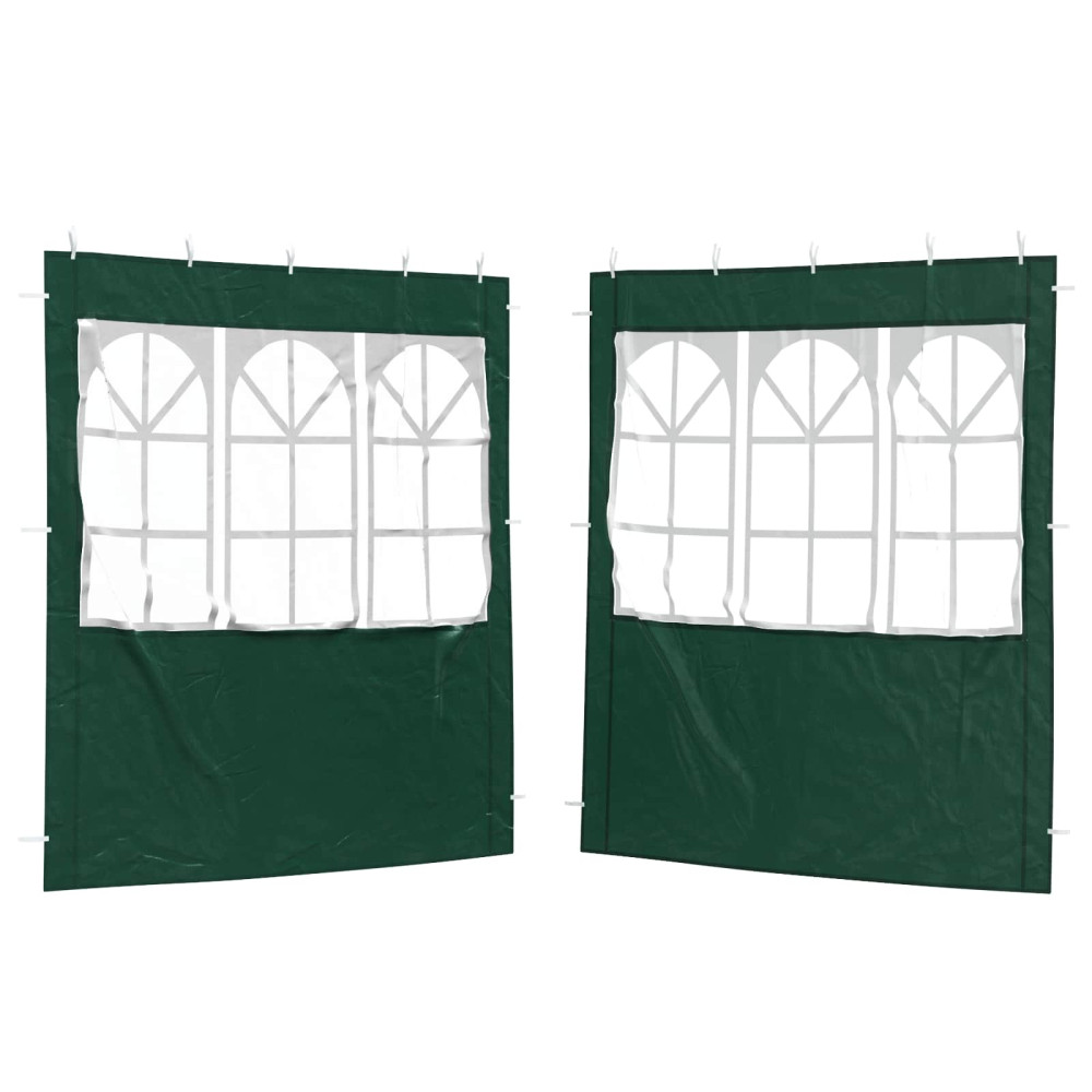 Produktbild för Partytältvägg 2 pcs 200 x 195 cm Grön PE och stål