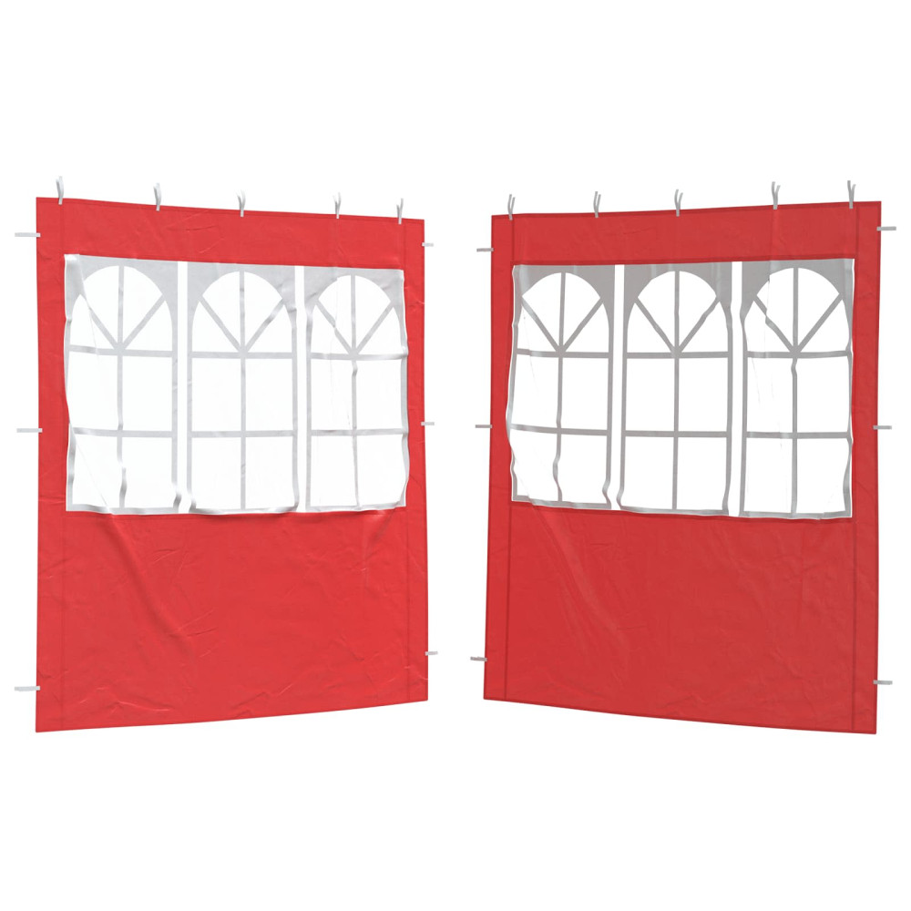 Produktbild för Partytältvägg 2 pcs 200 x 195 cm Röd PE och stål