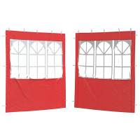 Produktbild för Partytältvägg 2 pcs 200 x 195 cm Röd PE och stål