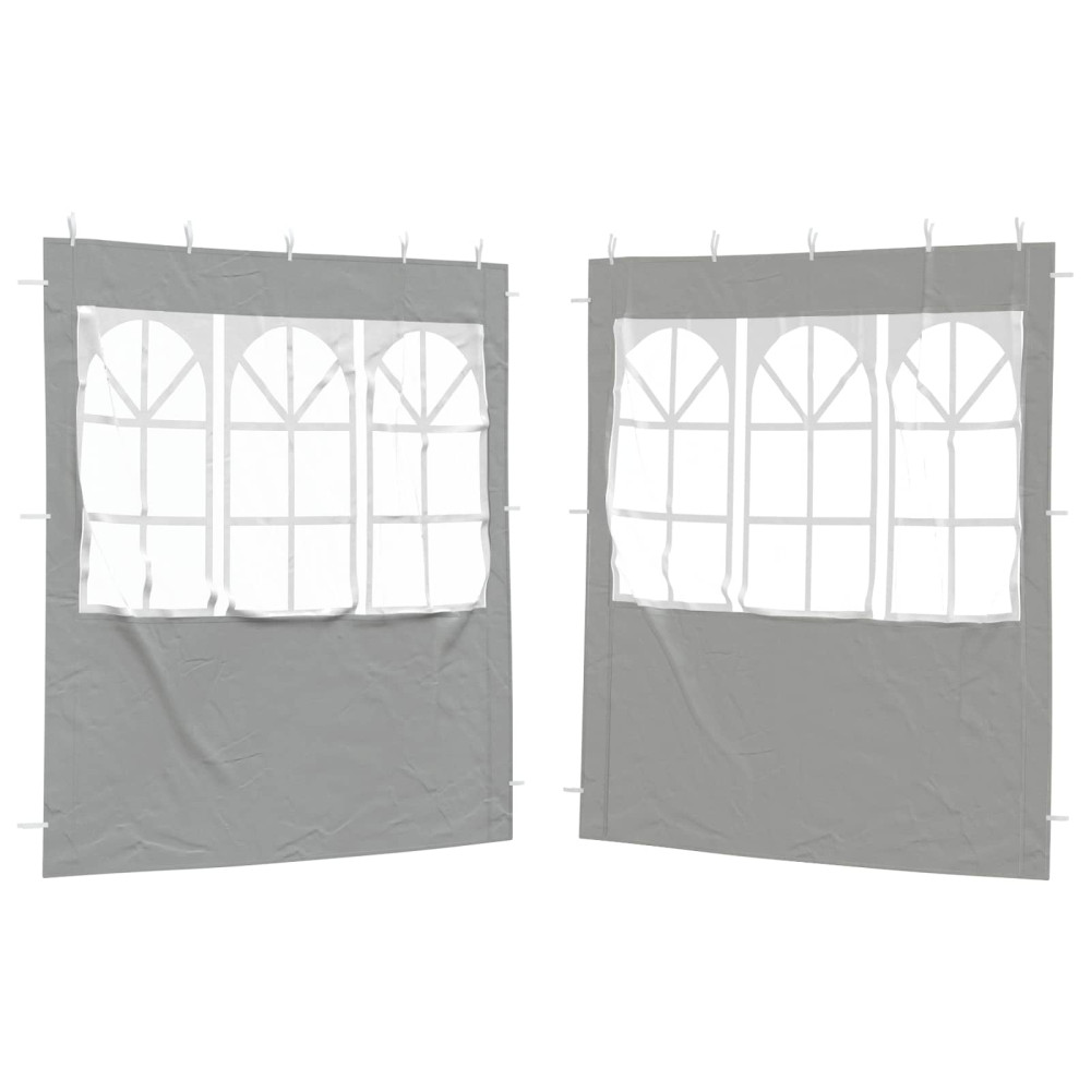 Produktbild för Partytältvägg 2 pcs 200 x 195 cm Ljusgrå PE och stål