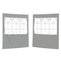 Produktbild för Partytältvägg 2 pcs 200 x 195 cm Ljusgrå PE och stål