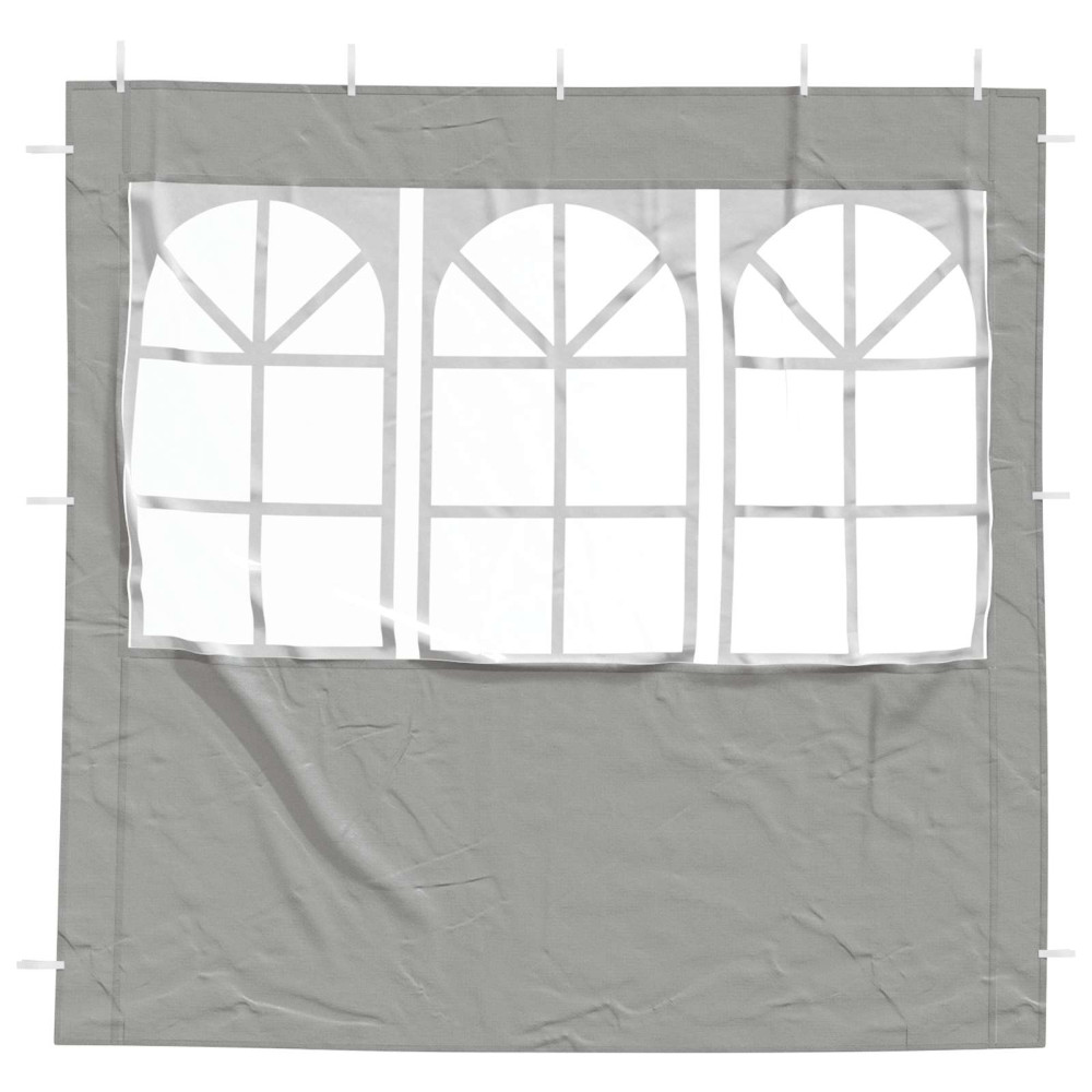 Produktbild för Partytältvägg 2 pcs 200 x 195 cm Ljusgrå PE och stål