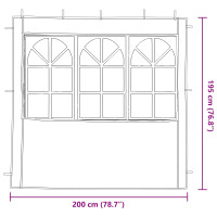 Produktbild för Partytältvägg 2 pcs 200 x 195 cm Ljusgrå PE och stål