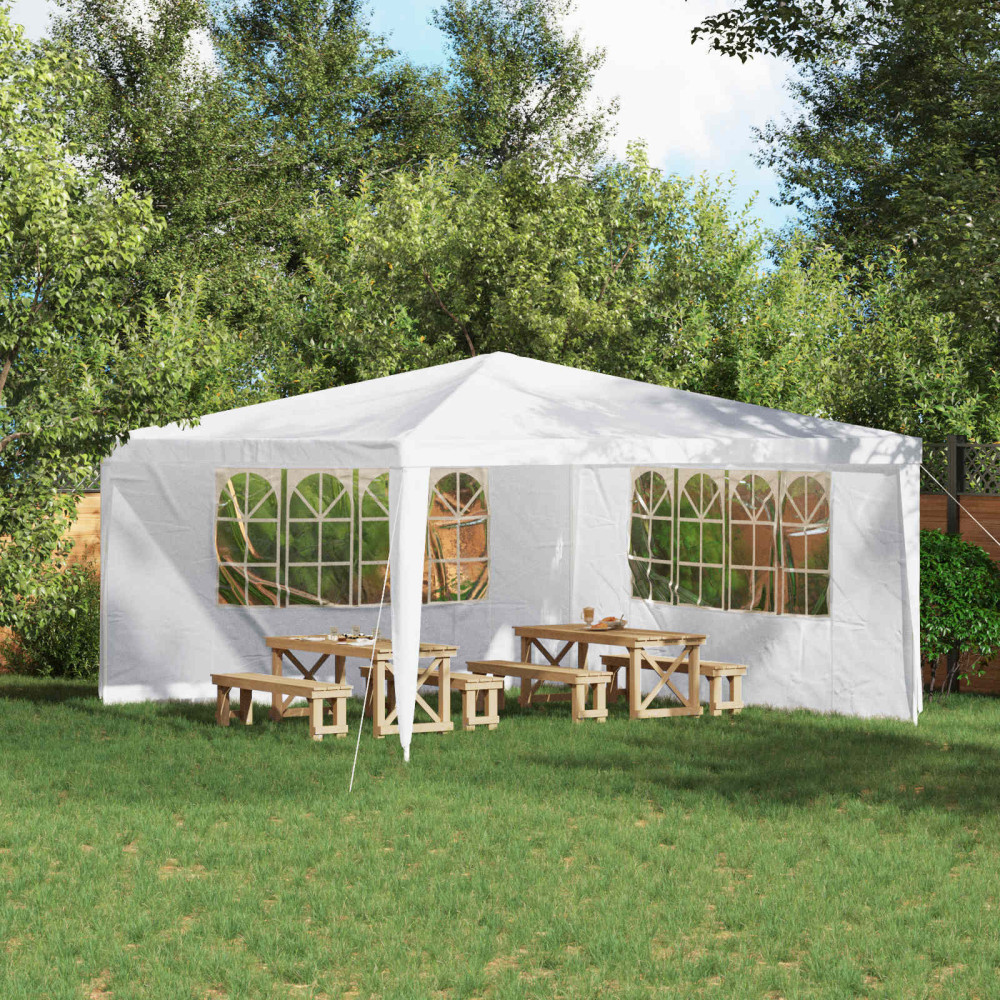 Produktbild för Partytältvägg 2 pcs 400 x 195 cm Vit PE och stål