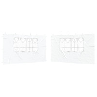 Produktbild för Partytältvägg 2 pcs 400 x 195 cm Vit PE och stål