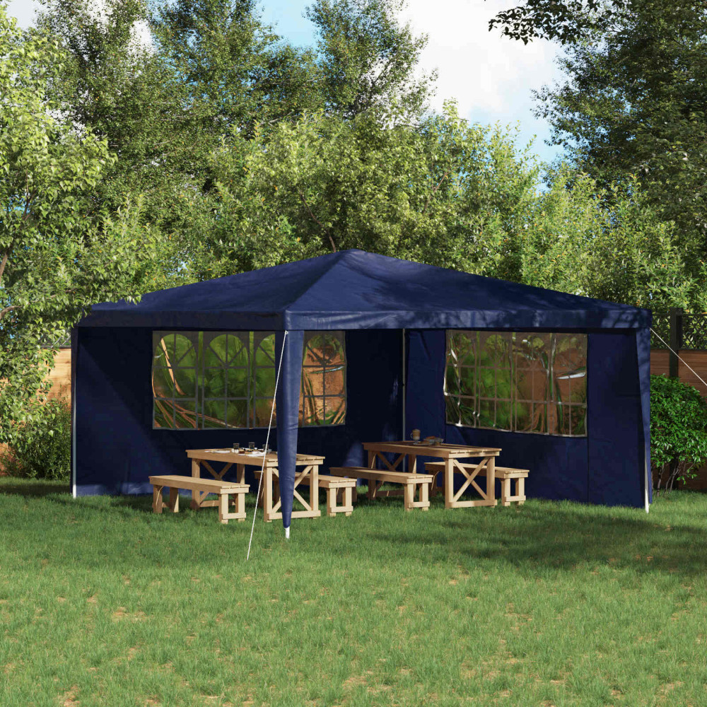Produktbild för Partytältvägg 2 pcs 400 x 195 cm Blå PE och stål