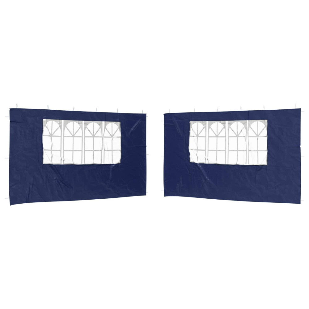 Produktbild för Partytältvägg 2 pcs 400 x 195 cm Blå PE och stål