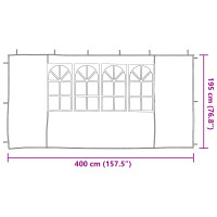 Produktbild för Partytältvägg 2 pcs 400 x 195 cm Blå PE och stål