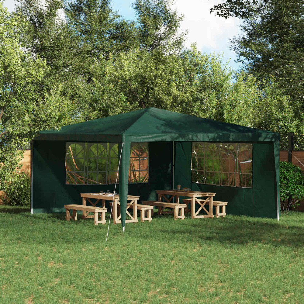 Produktbild för Partytältvägg 2 pcs 400 x 195 cm Grön PE och stål
