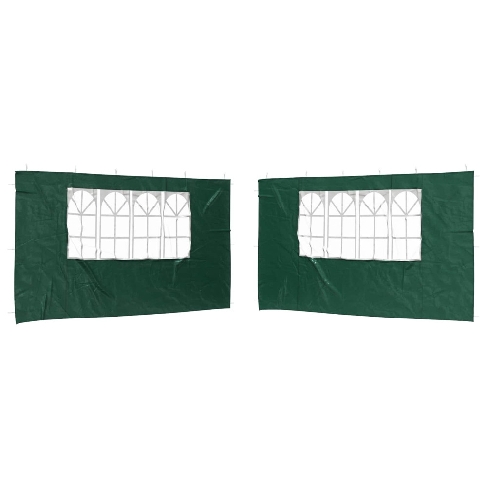 Produktbild för Partytältvägg 2 pcs 400 x 195 cm Grön PE och stål