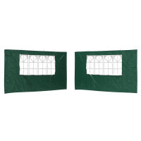 Produktbild för Partytältvägg 2 pcs 400 x 195 cm Grön PE och stål